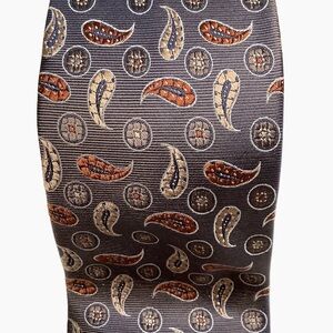JOSEPH ABBOUD Grey Paisley Woven Silk Tie